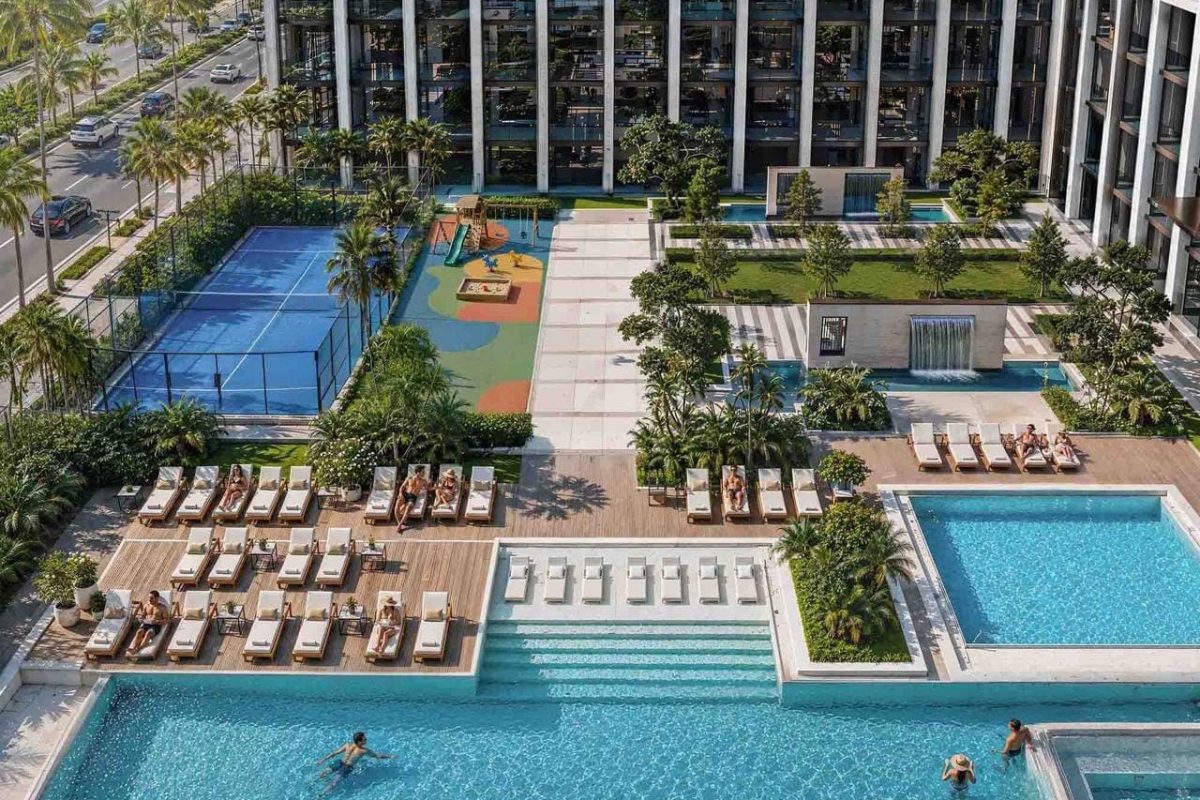 Binghatti Starfall, Al Jaddaf – adult and kids pools, padel court and play area