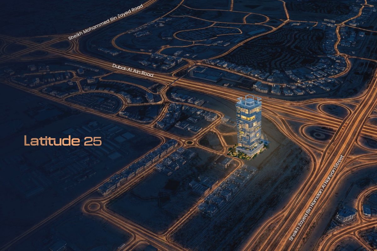 Latitude 25 by Karma Developers – aerial view of the location and road network