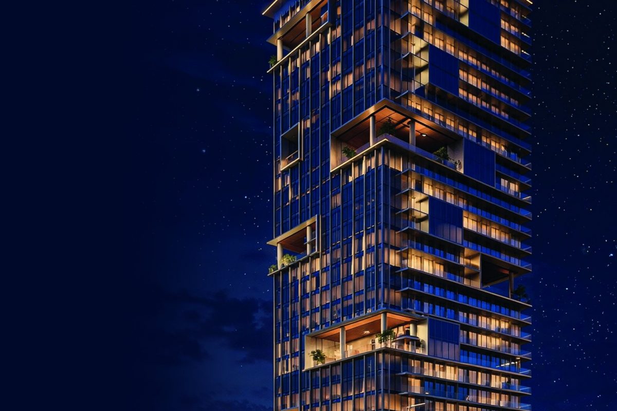 Latitude 25 by Karma Developers – illuminated office tower at night