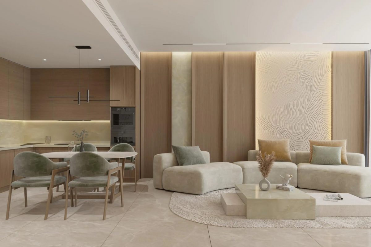 Samana Portside – living room and kitchen