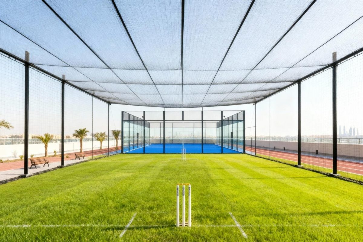 Shahrukhz by Danube – cricket pitch and padel court on the podium level