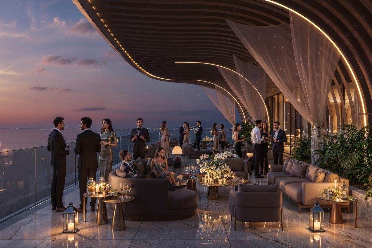 Shahrukhz by Danube – sky terrace lounge at sunset